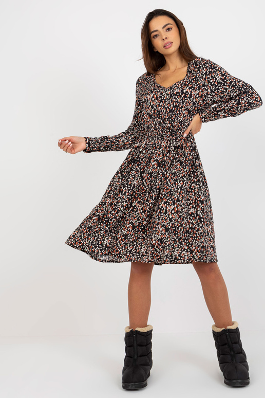 Černé viskózové šaty s potisky FRESH...