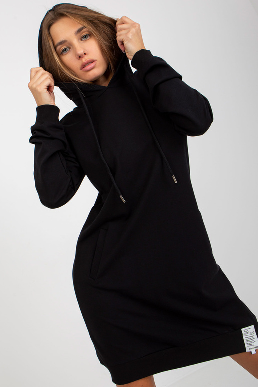Základní černé mikinové šaty s kapsami