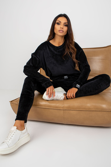 Černý dámský velurový set s...