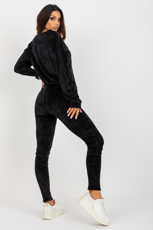 Černý dámský velurový set s legínami