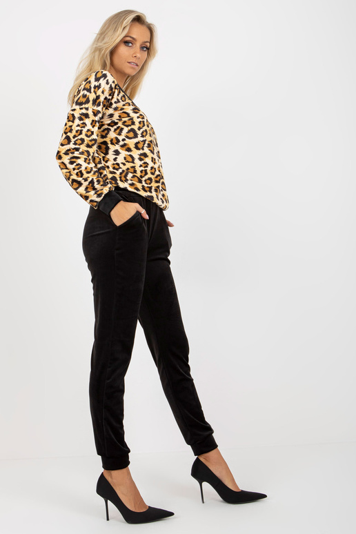 Béžové a černé Velours-Set mit...