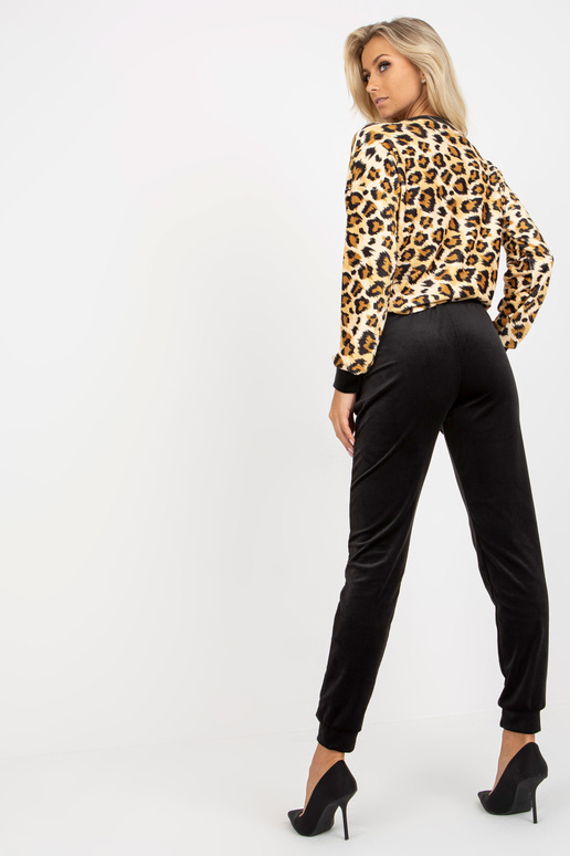 Béžové a černé Velours-Set mit...