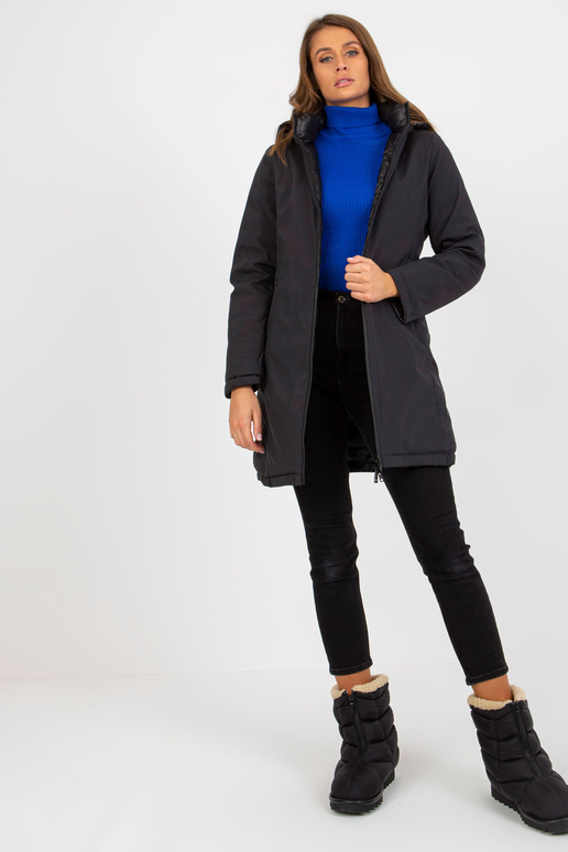 Schwarze wendbare Übergangsjacke mit...