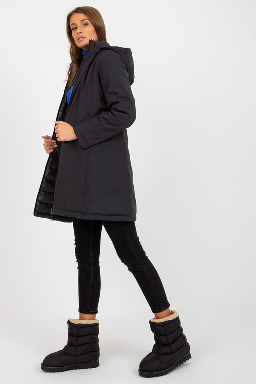 Schwarze wendbare Übergangsjacke mit...