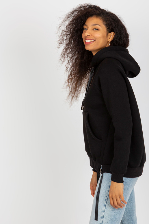 Černá klokaní mikina s mikinou OCH BELLA Černá klokaní mikina s mikinou OCH BELLA