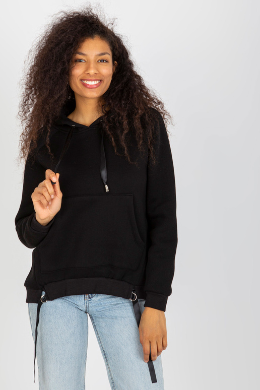 Černá klokaní mikina s mikinou OCH BELLA Černá klokaní mikina s mikinou OCH BELLA