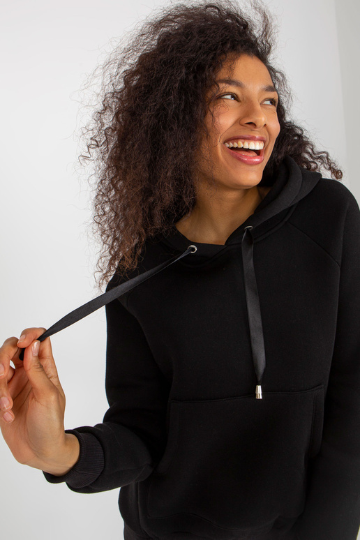 Černá klokaní mikina s mikinou OCH BELLA Černá klokaní mikina s mikinou OCH BELLA