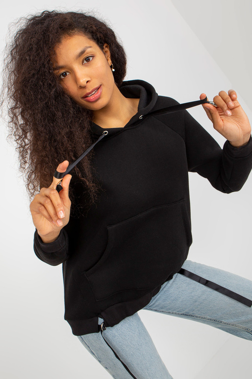 Černá klokaní mikina s mikinou OCH BELLA Černá klokaní mikina s mikinou OCH BELLA