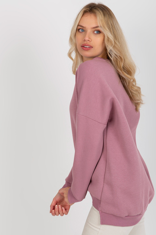 Špinavě růžová basic mikina s kulatým...
