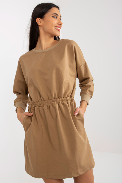 Camel mini mikinové šaty s elastickým... Camel mini mikinové šaty s elastickým...
