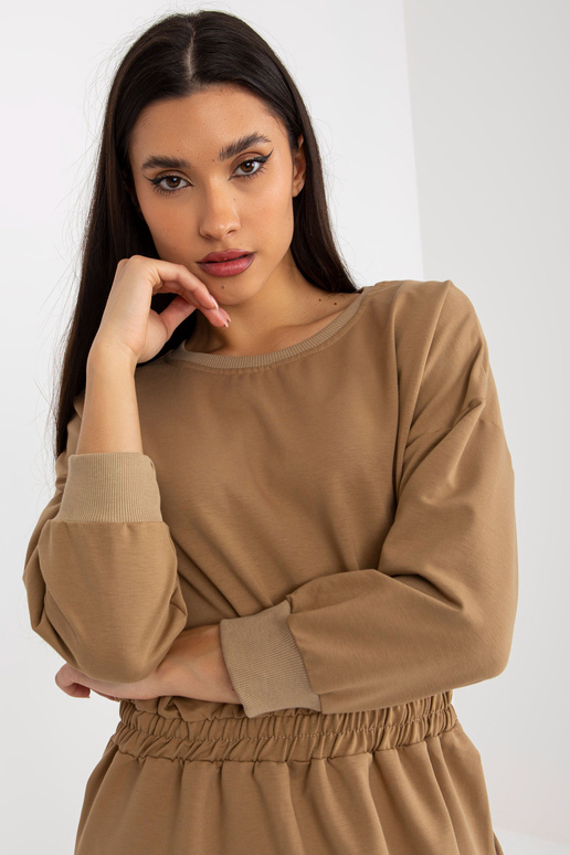 Camel mini mikinové šaty s elastickým... Camel mini mikinové šaty s elastickým...