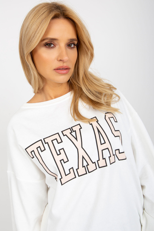 Ecru dlouhá bavlněná mikina s potiskem