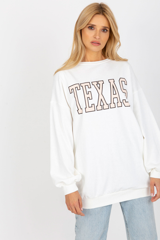 Ecru dlouhá bavlněná mikina s potiskem