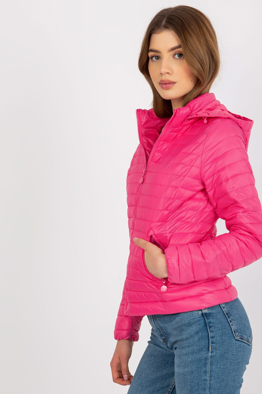 Růžová přechodová prošívaná bunda s... Růžová přechodová prošívaná bunda s...