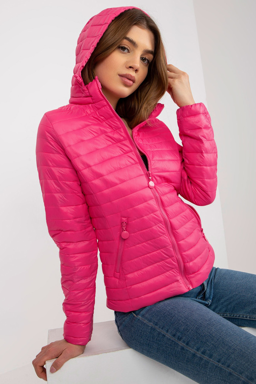 Růžová přechodová prošívaná bunda s... Růžová přechodová prošívaná bunda s...