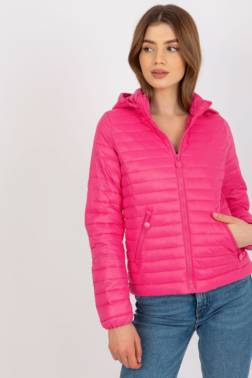 Růžová přechodová prošívaná bunda s... Růžová přechodová prošívaná bunda s...