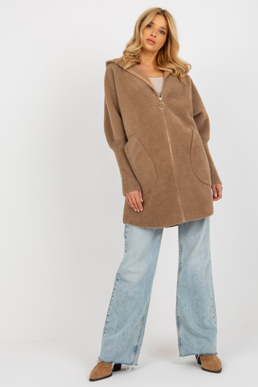 Světle hnědý dámský alpakový kabát s...