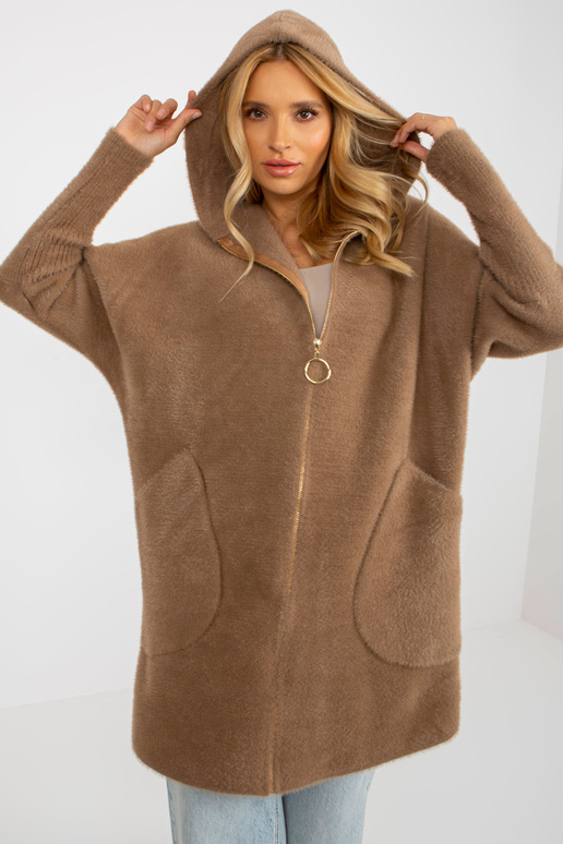 Světle hnědý dámský alpakový kabát s...