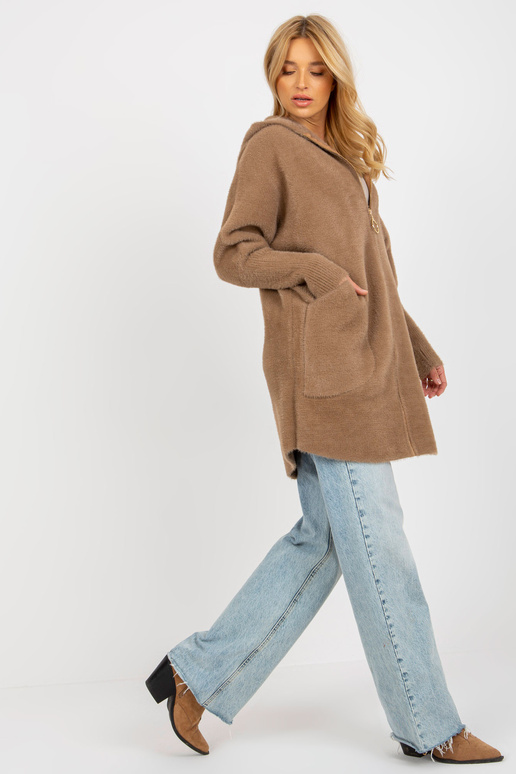 Světle hnědý dámský alpakový kabát s...