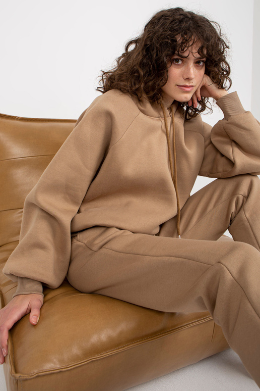 Tmavě béžová základní mikina s mikinou