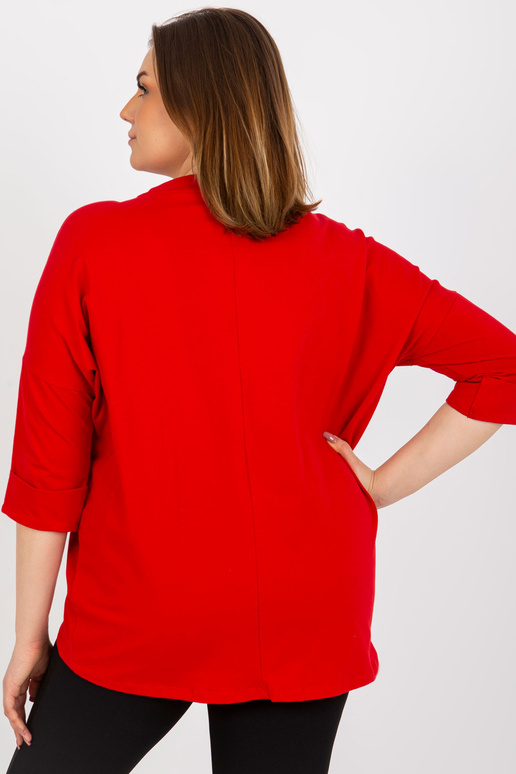 Červená nadměrná halenka s perlami a...