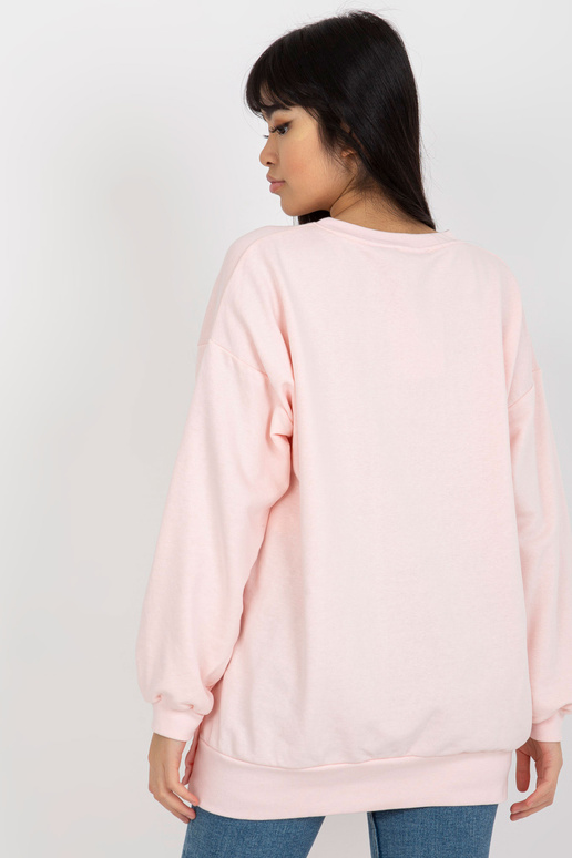 Světle růžová mikina bez kapuce s...