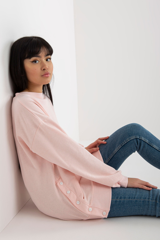 Světle růžová mikina bez kapuce s...