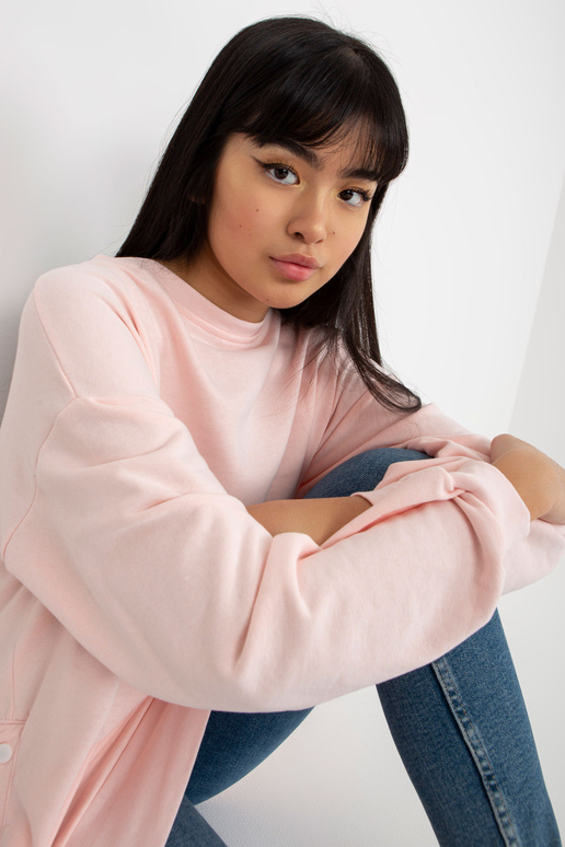 Světle růžová mikina bez kapuce s...