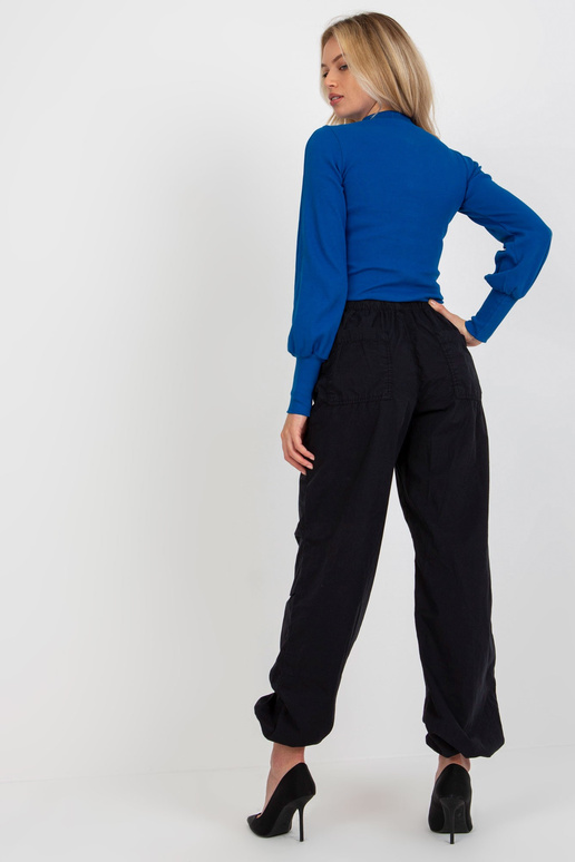 Tmavě modrá žebrovaná basic halenka s... Tmavě modrá žebrovaná basic halenka s...