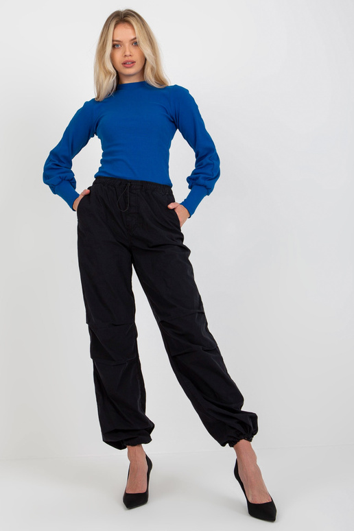 Tmavě modrá žebrovaná basic halenka s... Tmavě modrá žebrovaná basic halenka s...