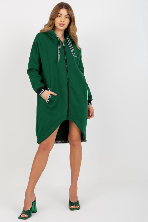 Tmavě zelená Mayar dlouhá mikina na zip