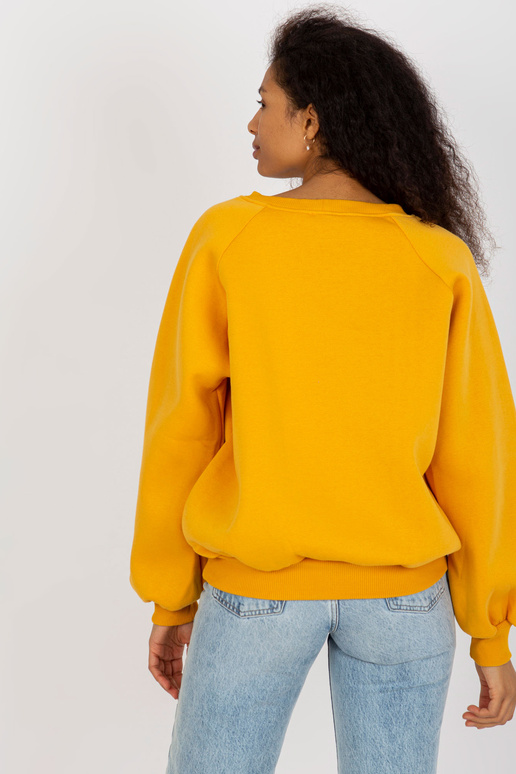 Tmavě žlutá základní mikina s širokým...