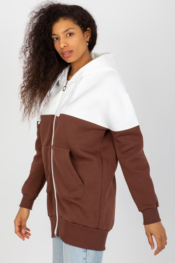 Ecru-hnědá mikina basic s... 2