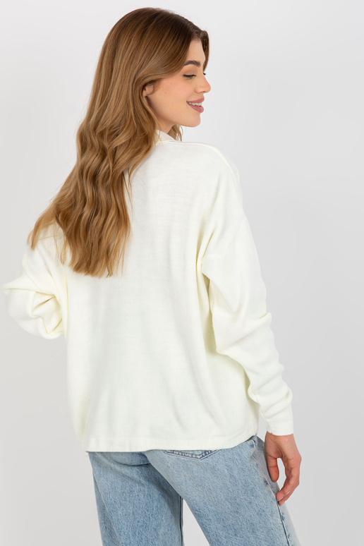 Ecru dámský oversize svetr s límečkem