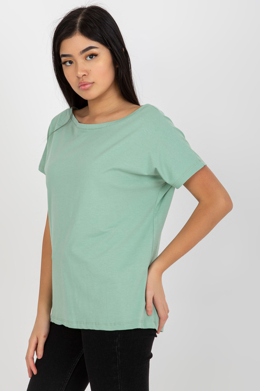 Pistáciové basic tričko s výstřihem...