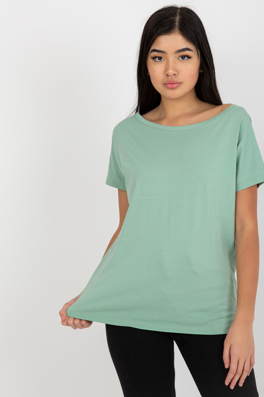 Pistáciové basic tričko s výstřihem...