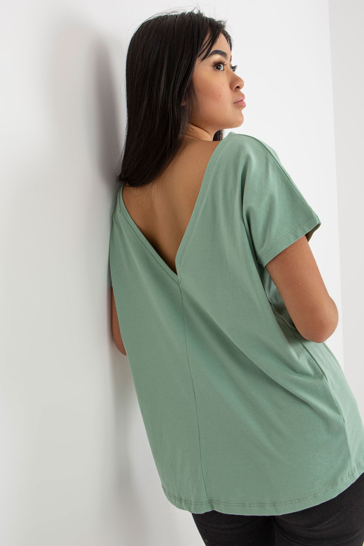 Pistáciové basic tričko s výstřihem...