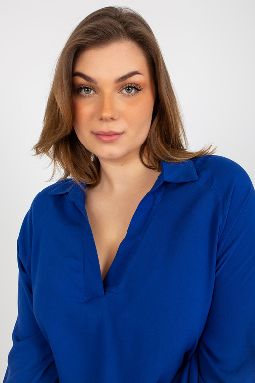 Tmavě modrá košilová halenka větší...