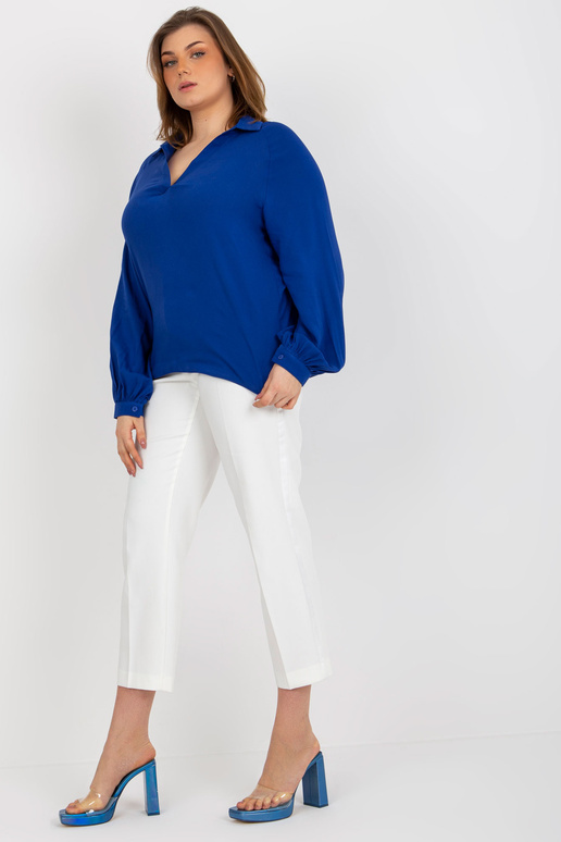 Tmavě modrá košilová halenka větší...