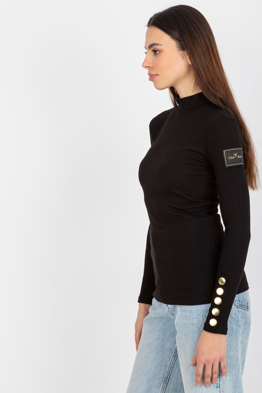 Černá vypasovaná halenka s pruhovaným...