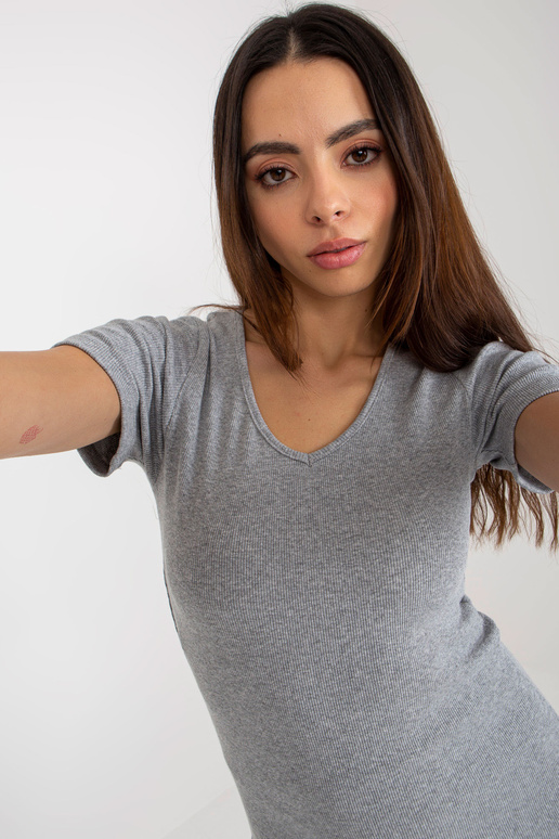 Šedá žebrovaná základní halenka s...