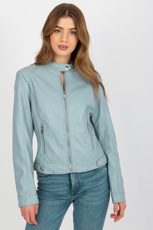 Světle modrá motorkářská bunda z... Světle modrá motorkářská bunda z...