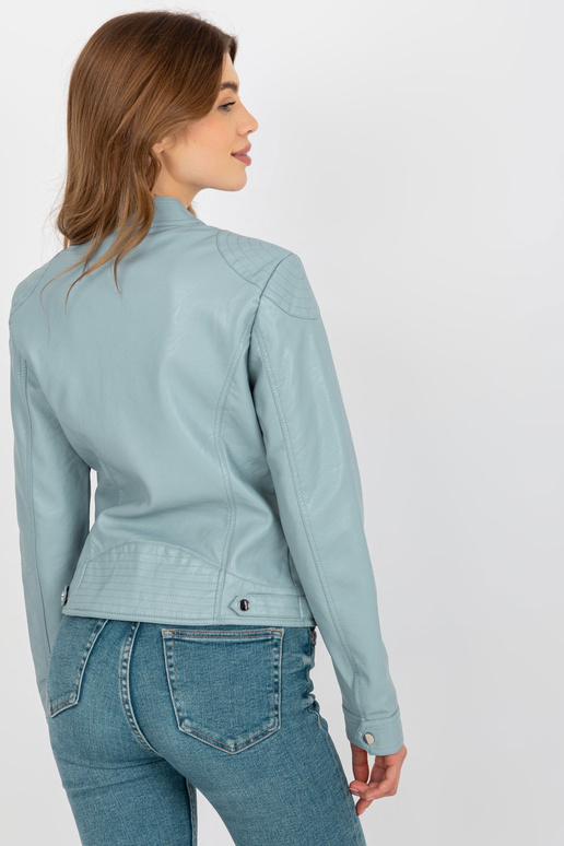 Světle modrá motorkářská bunda z... Světle modrá motorkářská bunda z...