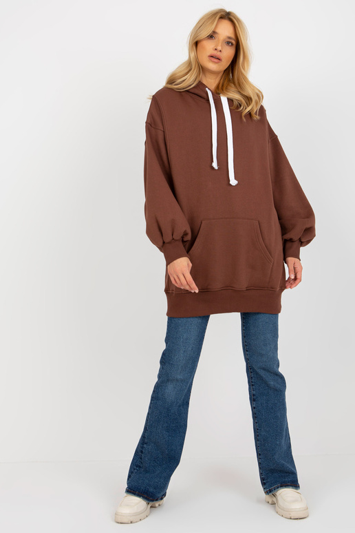 Tmavě hnědá dlouhá mikina základního...