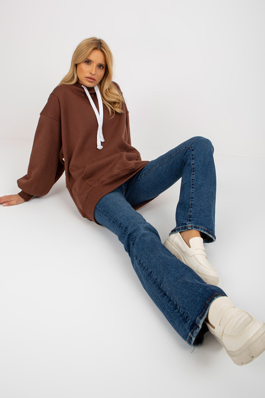 Tmavě hnědá dlouhá mikina základního...