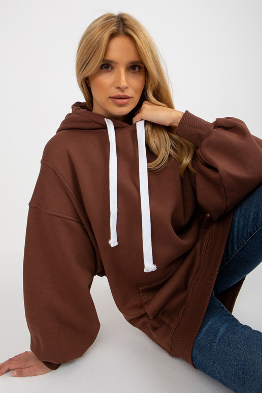 Tmavě hnědá dlouhá mikina základního...