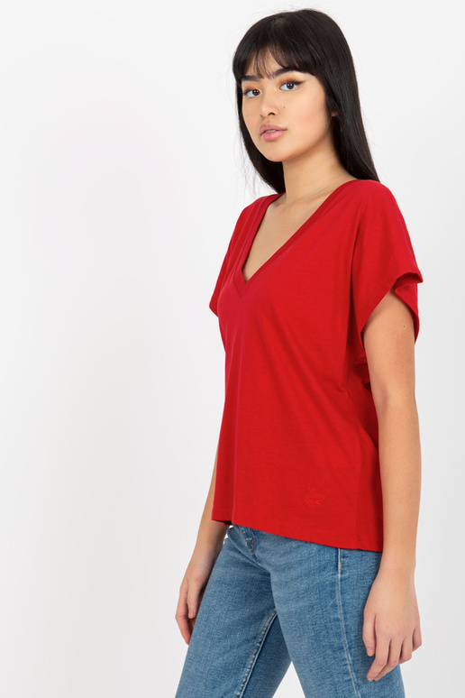 Červené tričko s výstřihem do V MAYFLIES Červené tričko s výstřihem do V MAYFLIES