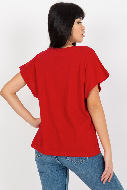 Červené tričko s výstřihem do V MAYFLIES Červené tričko s výstřihem do V MAYFLIES