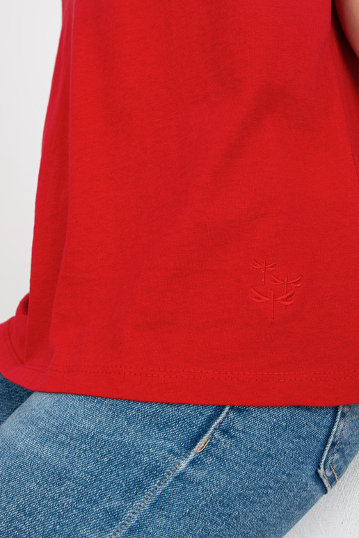 Červené tričko s výstřihem do V MAYFLIES Červené tričko s výstřihem do V MAYFLIES