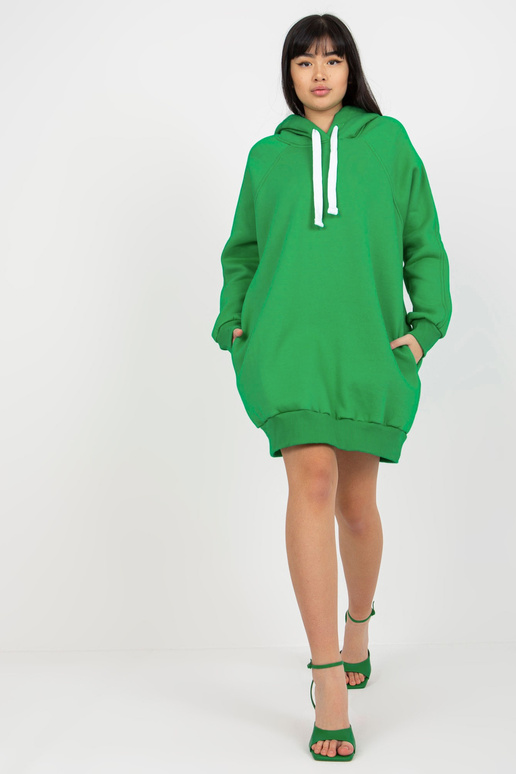 Zelená základní dlouhá mikina s kapucí Zelená základní dlouhá mikina s kapucí